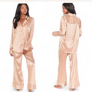 Show Me Your MuMu Silky Champagne Pink Cheetah Classic Pj Set Size Medium